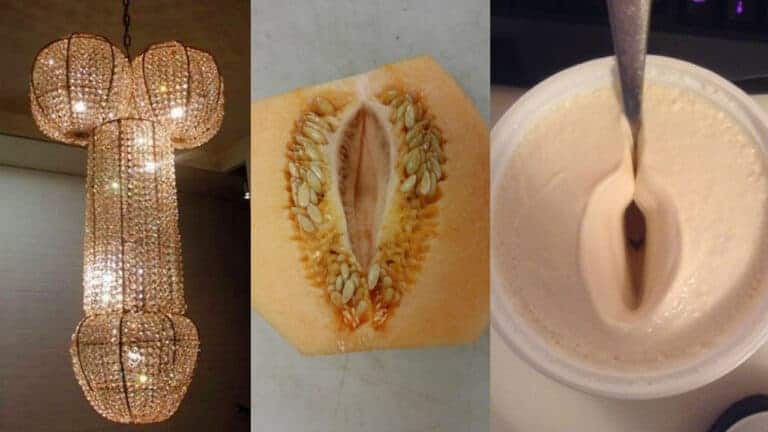 Zdjęcia wywołujące dwuznaczne skojarzenia, od lampy po napój.