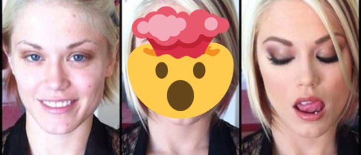 Trzy kobiety bez makijażu, jedna z nich z emoji na twarzy.