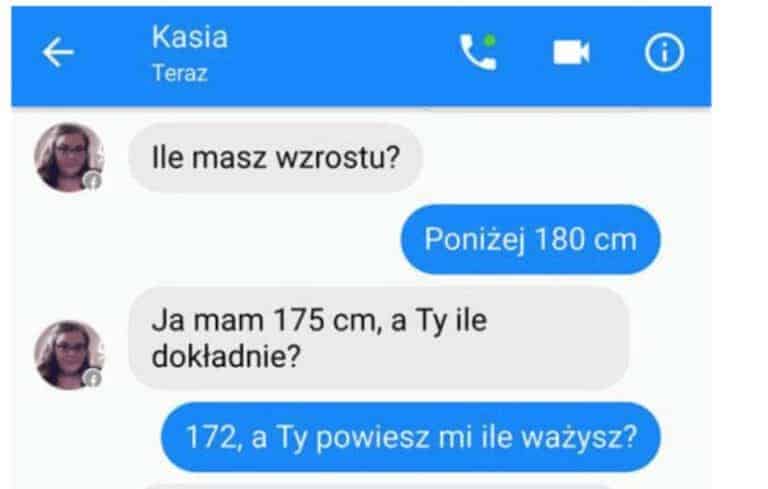 Kobieta i mężczyzna rozmawiają o wzroście przez komunikator.