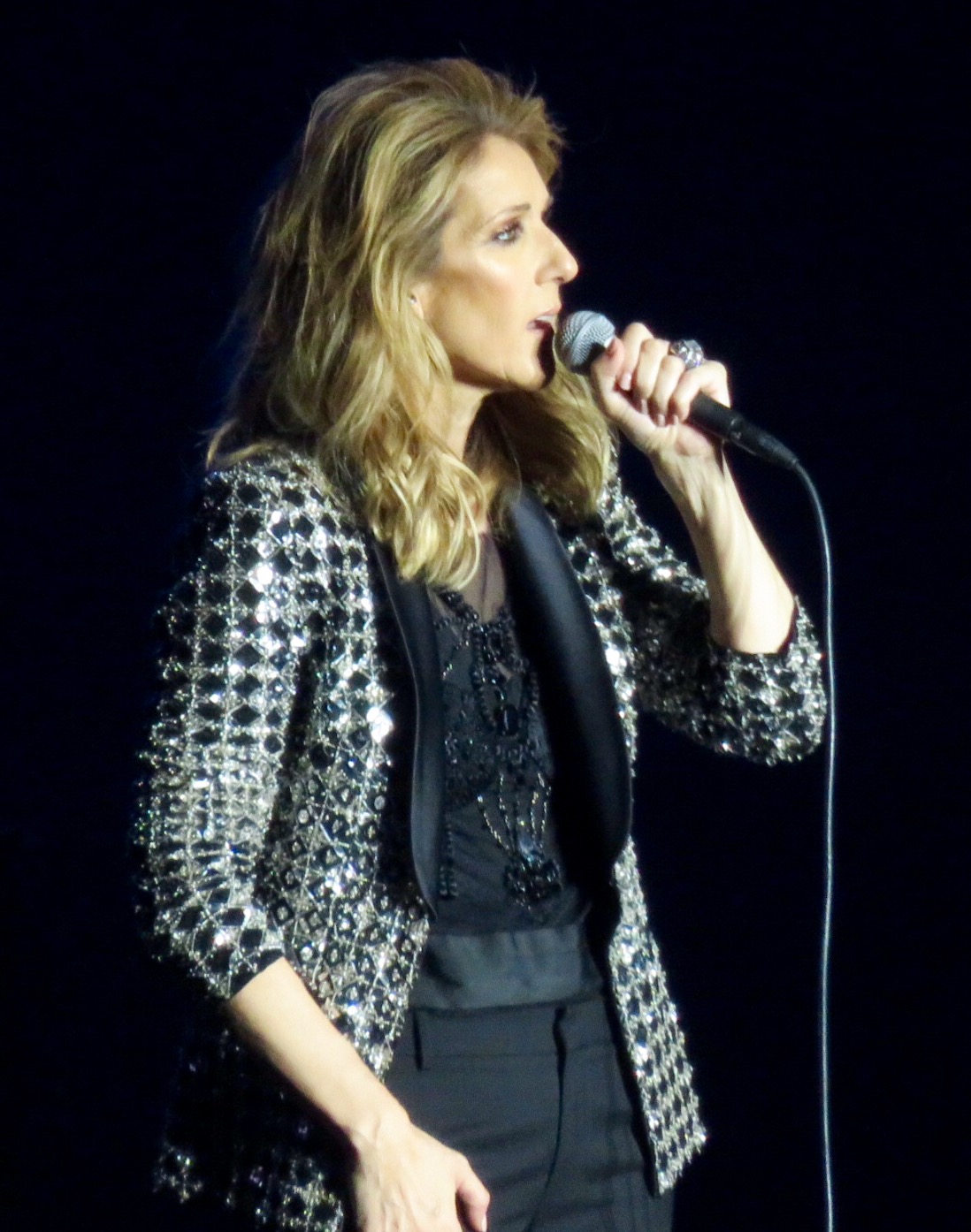 Céline Dion występuje na żywo w Birmingham 3 sierpnia 2017 roku, zdjęcie ilustracyjne do ceremonii igrzysk w Paryżu 2024