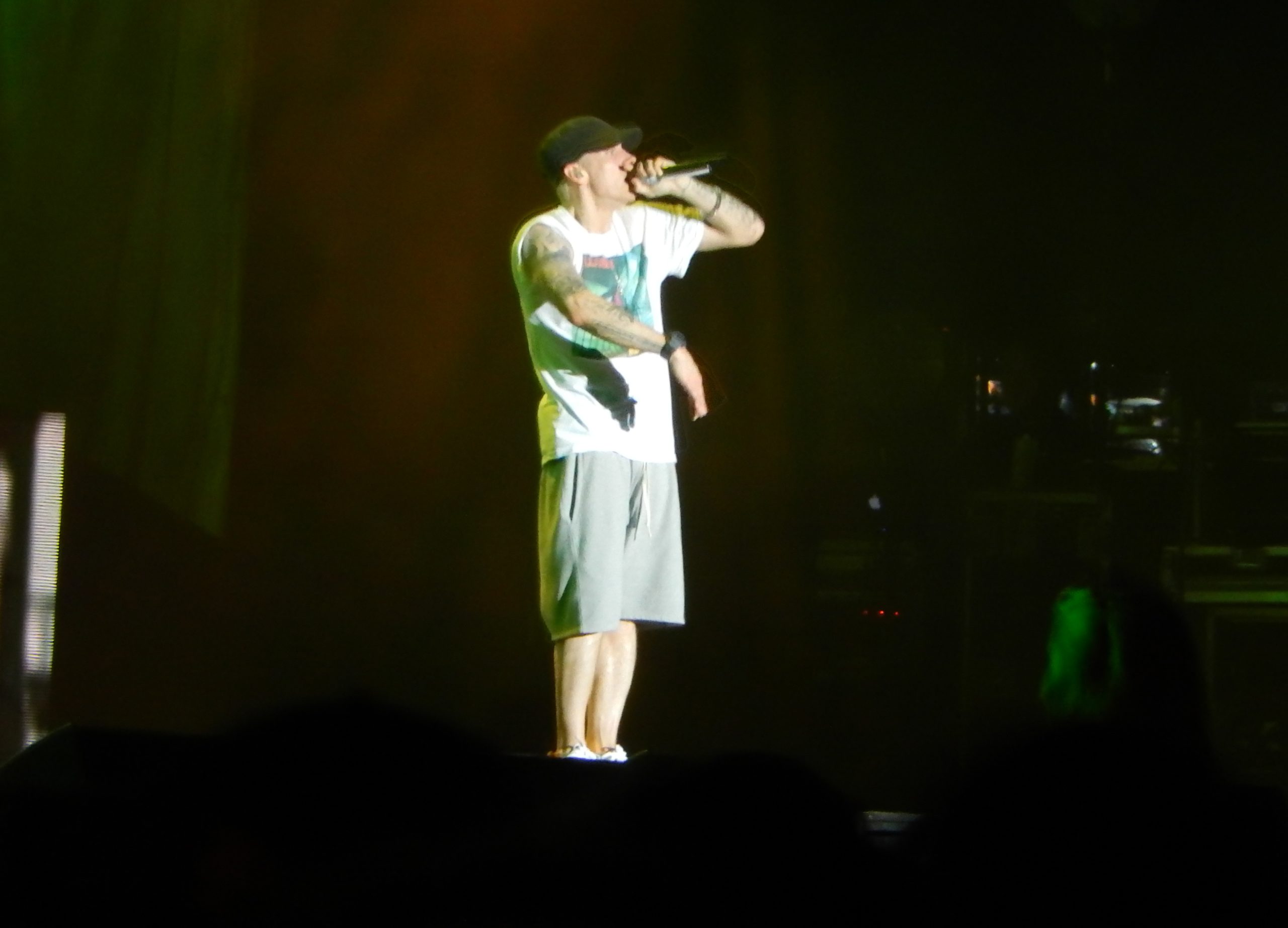 Eminem podczas koncertu na Lollapalooza w Chicago w sierpniu 2014 roku, zdjęcie ilustracyjne