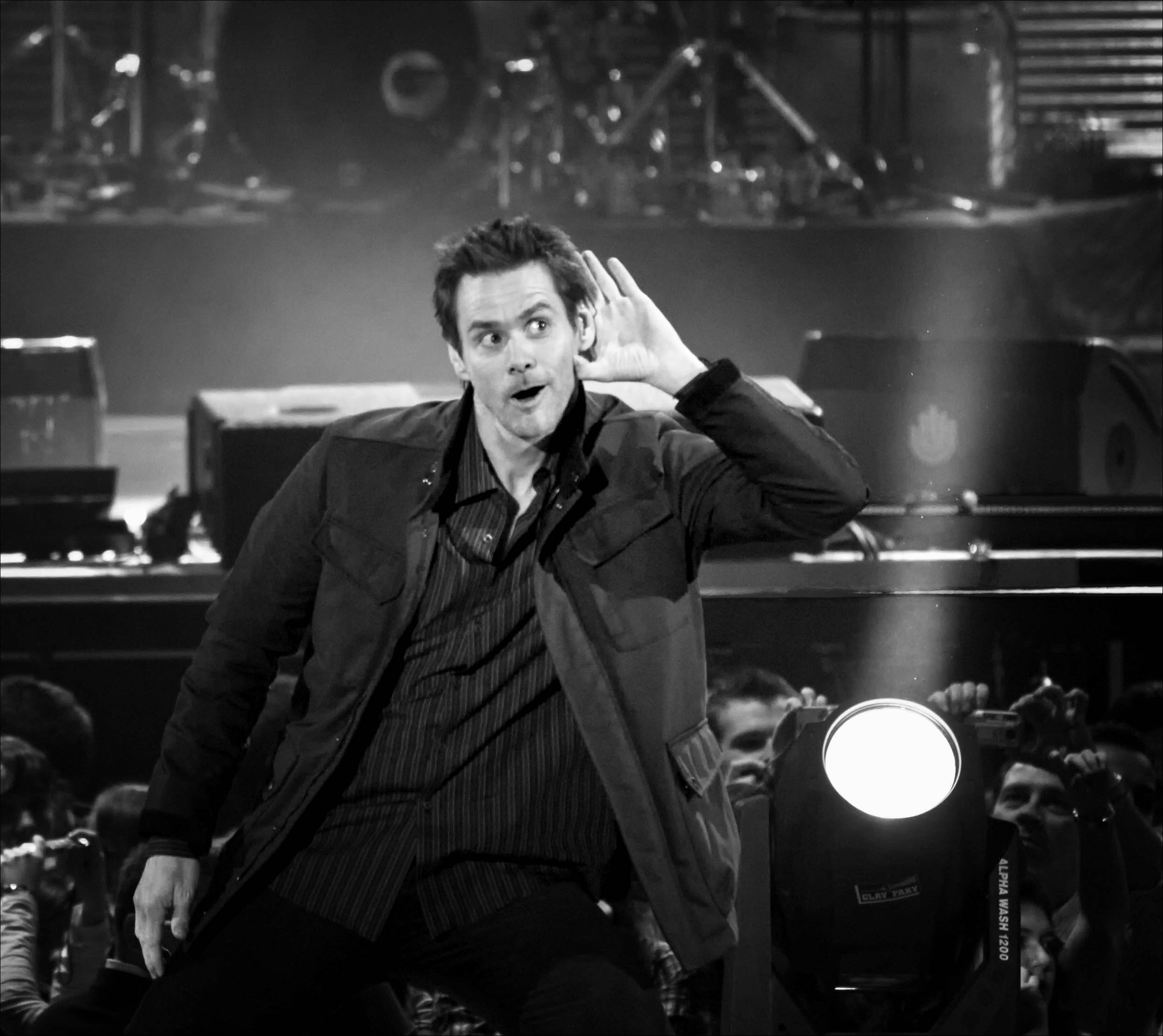 Jim Carrey podczas wydarzenia muzycznego w Madrycie w grudniu 2008 roku, zdjęcie ilustracyjne do roli Grincha z 2000 roku