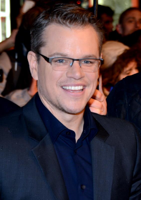 Matt Damon na premierze The Monuments Men w Paryżu w 2014 roku, fotografia portretowa aktora