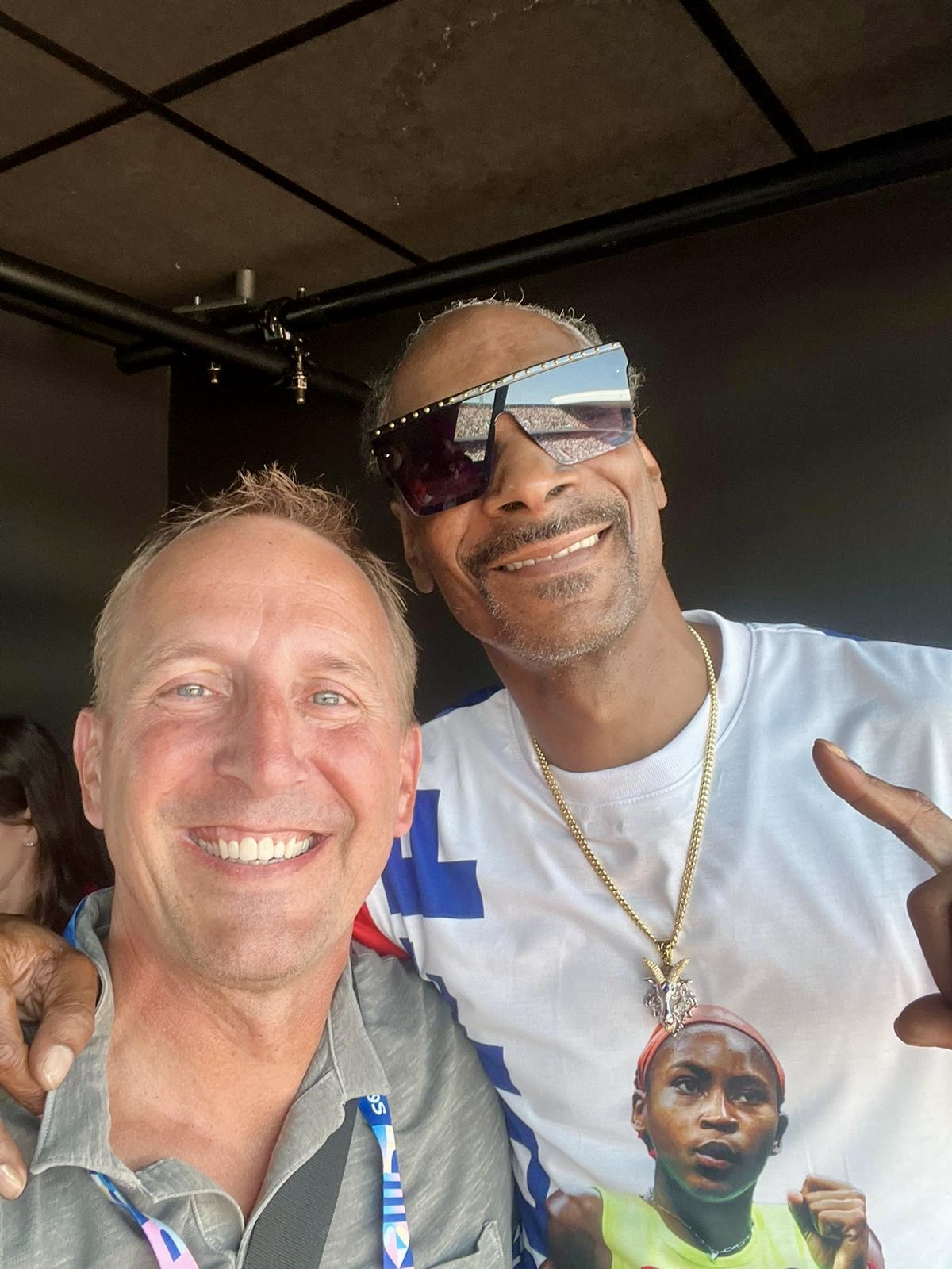 Snoop Dogg na igrzyskach olimpijskich w Paryżu w 2024 roku Snoop Dogg podczas igrzysk olimpijskich w Paryżu w lipcu 2024 roku na zdjęciu Diplomatic Security Service
